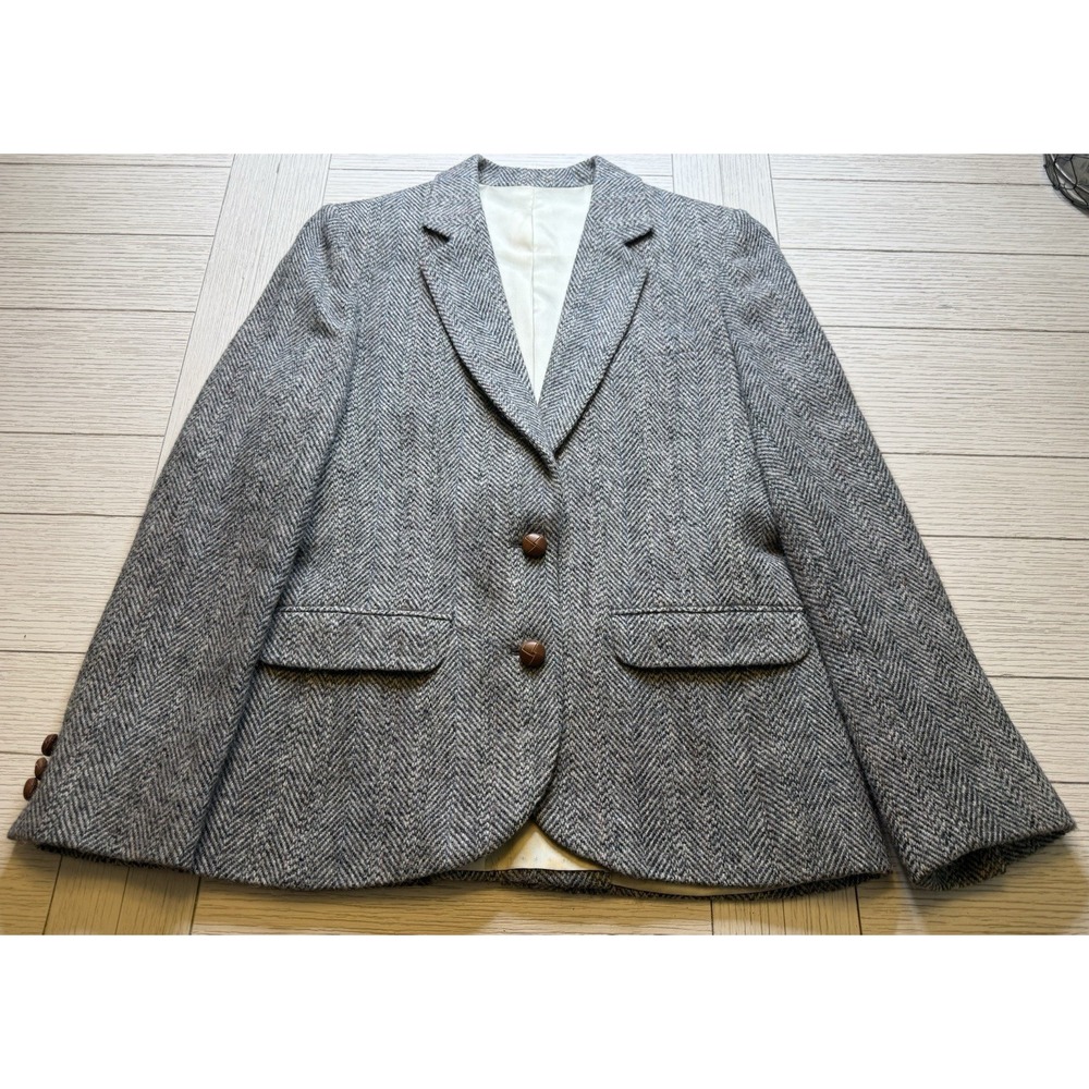 Harris Tweed VTG Women's Scottish Wool Grey Blazer 10 Excellent Condition Preppy